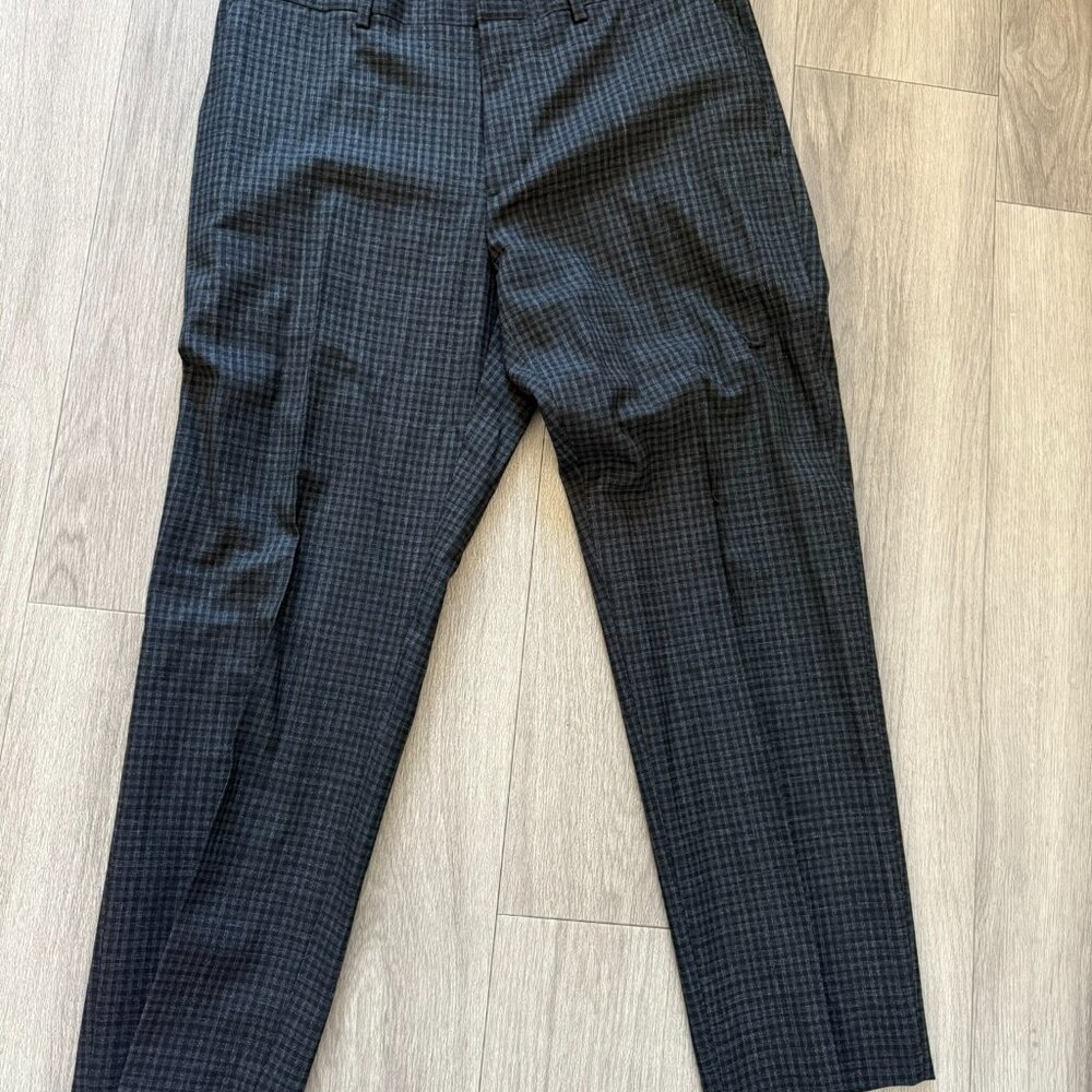 Theory Grey Suit Set In Charcoal Check Wool-Cotton - image 8